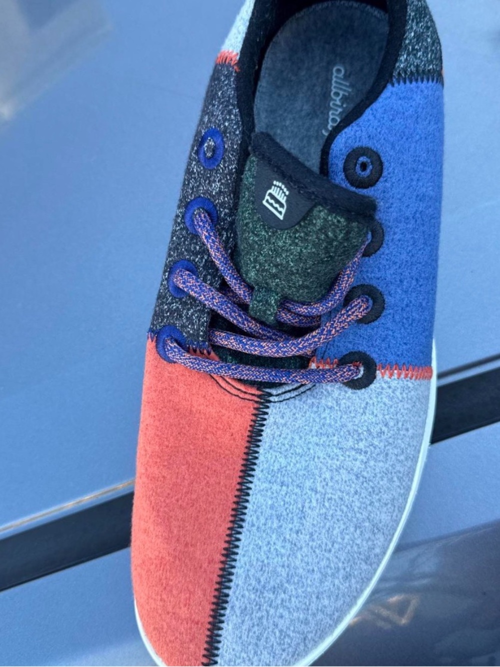 allbirds mens 11 Patchwork Wool Sneakers in Red, Blue, Gray, Black